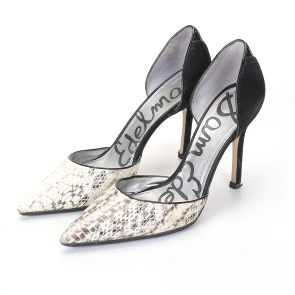 Sam Elderman Women’s Heels Size 8.5 Suede And Snakeskin - Picture 1 of 9